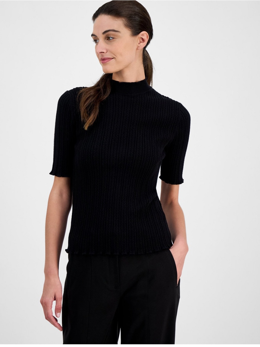 Anne Klein woman cable knit black sweater